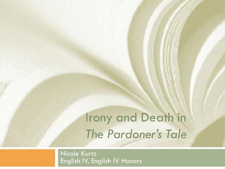 Irony and Death in The Pardoner’s Tale