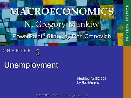 MACROECONOMICS © 2010 Worth Publishers, all rights reserved S E V E N T H E D I T I O N PowerPoint ® Slides by Ron Cronovich N. Gregory Mankiw C H A P.