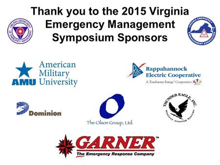 Thank you to the 2015 Virginia Emergency Management Symposium Sponsors.