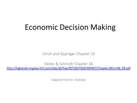 Economic Decision Making