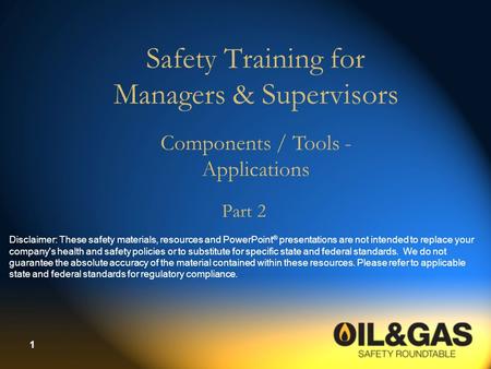 Safety Training for Managers & Supervisors