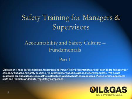 Safety Training for Managers & Supervisors