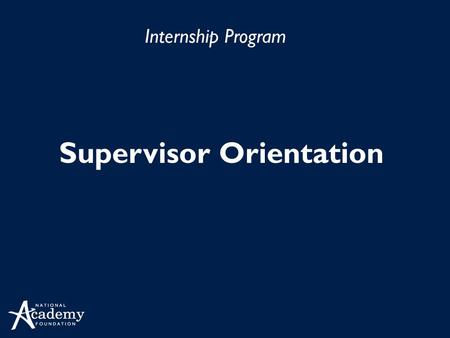 Supervisor Orientation