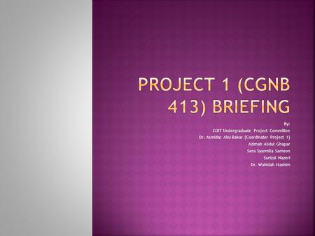 Project 1 (CGNB 413) Briefing