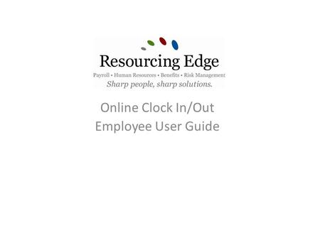 Online Clock In/Out Employee User Guide