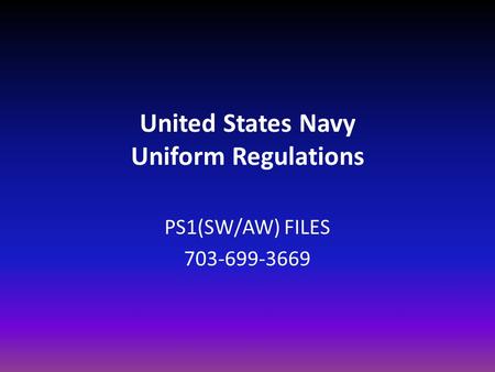 United States Navy Uniform Regulations