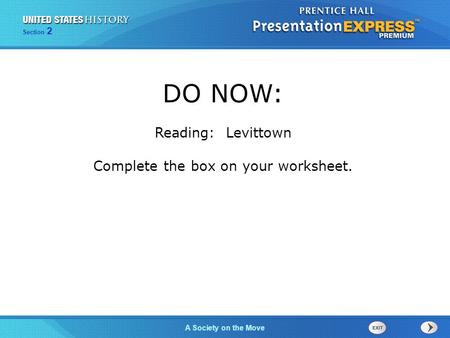 Complete the box on your worksheet.