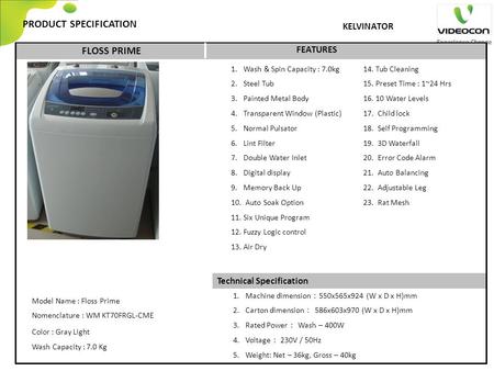 PRODUCT SPECIFICATION