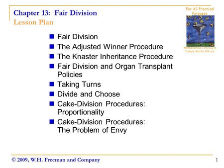 Chapter 13: Fair Division Lesson Plan