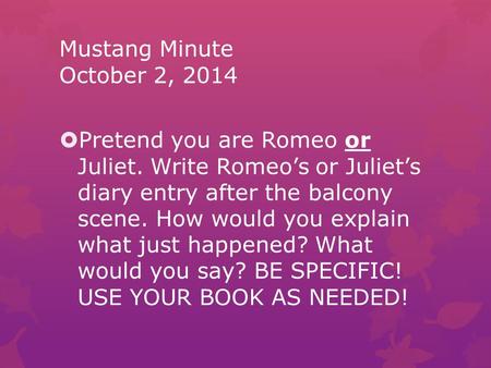 Mustang Minute October 2, 2014