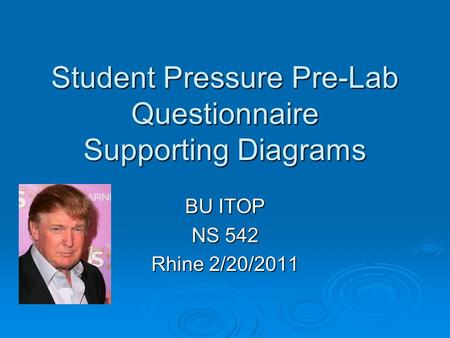 Student Pressure Pre-Lab Questionnaire Supporting Diagrams BU ITOP NS 542 Rhine 2/20/2011.