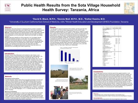 1 David S. Black, M.P.H., 1 Dennis Mull, M.P.H., M.D., 2 Esther Kawira, M.D. 1 University of Southern California Keck School of Medicine, USA; 2 Shirati.