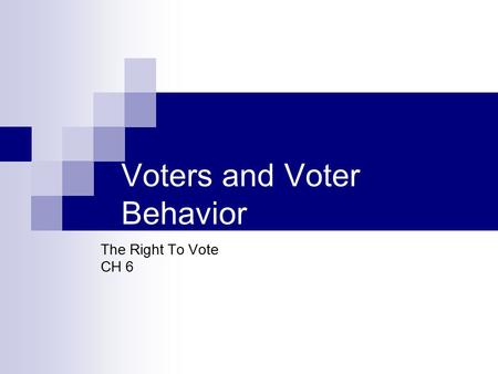 Voters and Voter Behavior