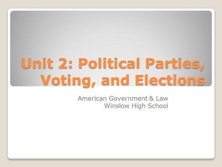 Unit 2: Political Parties, Voting, and Elections