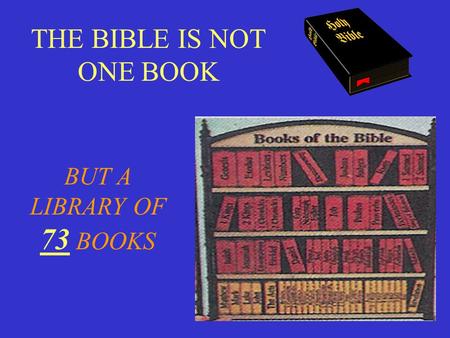 THE BIBLE IS NOT ONE BOOK