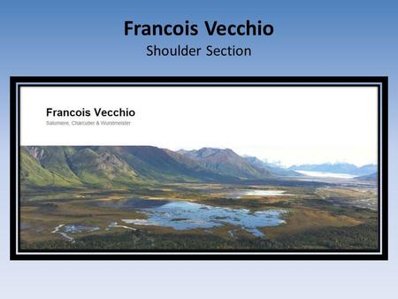 Francois Vecchio Shoulder Section. Shoulder bone in, 4 ribs, spare ribs removed, with jowl. Bone in, 4 rib shoulder, spareribs removed. Boning the neck.