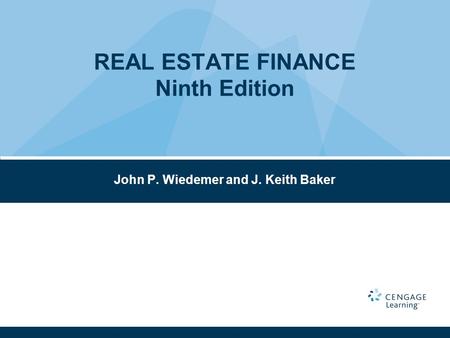 REAL ESTATE FINANCE Ninth Edition