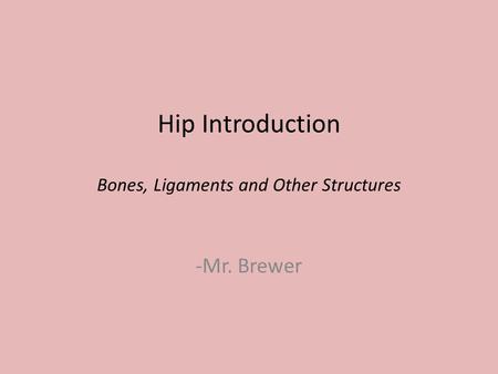 Hip Introduction Bones, Ligaments and Other Structures