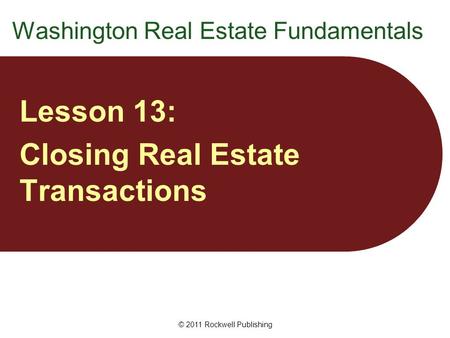 Washington Real Estate Fundamentals