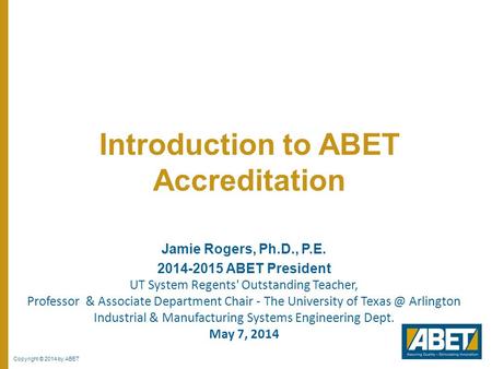 Introduction to ABET Accreditation