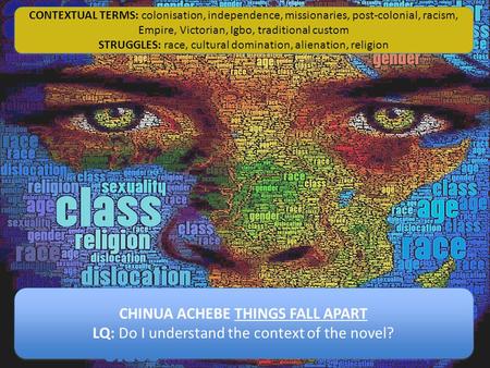 CHINUA ACHEBE THINGS FALL APART LQ: Do I understand the context of the novel? CHINUA ACHEBE THINGS FALL APART LQ: Do I understand the context of the novel?