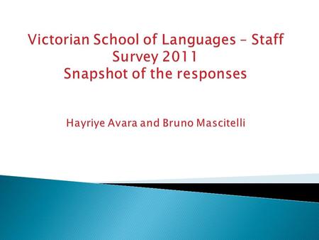  Background ◦ – First survey of its kind in the VSL ◦ - It is a survey to capture responses but also understand staff thinking and areas of improvement.