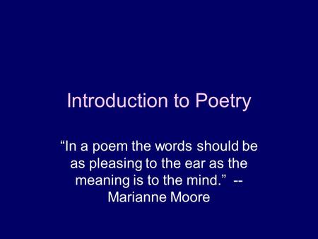 Introduction to Poetry