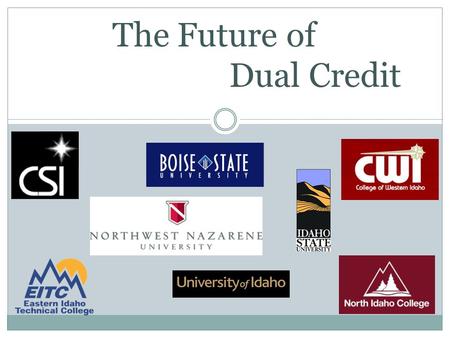 The Future of Dual Credit. What is College? A degree or credential beyond the high school level, including:  Bachelors degree programs and beyond  Apprenticeships.