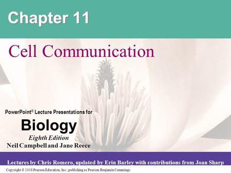 Copyright © 2008 Pearson Education, Inc., publishing as Pearson Benjamin Cummings PowerPoint ® Lecture Presentations for Biology Eighth Edition Neil Campbell.