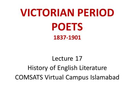 VICTORIAN PERIOD POETS