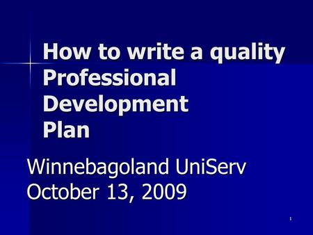 How to write a quality Professional Development Plan