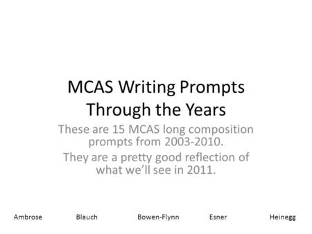 MCAS Writing Prompts Through the Years