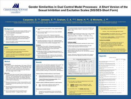 Carpenter, D. (1), Janssen, E. (2), Graham, C. A. (3,1), Vorst, H. (4), & Wicherts, J. (4) (1) Department of Psychology, Christopher Newport University,