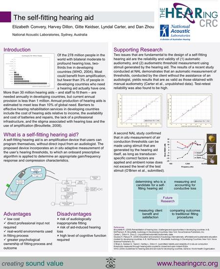 The self-fitting hearing aid Elizabeth Convery, Harvey Dillon, Gitte Keidser, Lyndal Carter, and Dan Zhou National Acoustic Laboratories, Sydney, Australia.