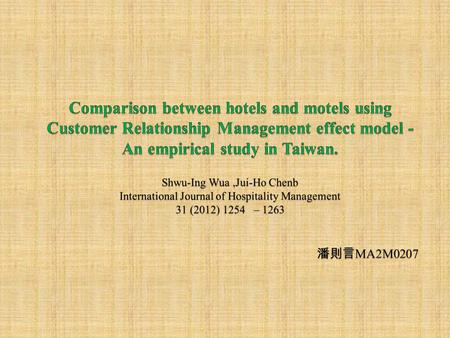 1. abstract This study aims to explore the influence of customer relationship management (CRM) on the relationship marketing effect (RME) and business.