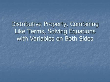 Distributive Property