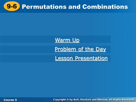 Permutations and Combinations