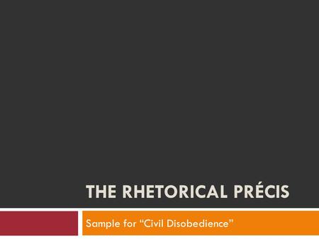 Sample for “Civil Disobedience”