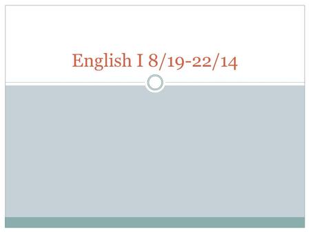 English I 8/19-22/14. DBW(Daily Bell Work) for 8/19-20/14 Exercises: 7. Mr. and Mrs. Jones (commute, commutes) to the city by train. 8.The big oak tree.