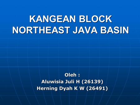 KANGEAN BLOCK NORTHEAST JAVA BASIN