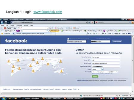 Langkah 1 : login www.facebook.comwww.facebook.com.