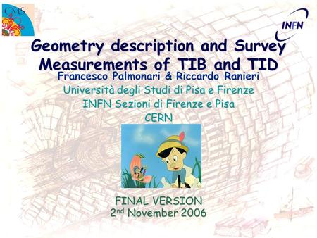 Francesco Palmonari & Riccardo Ranieri Università degli Studi di Pisa e Firenze INFN Sezioni di Firenze e Pisa CERN FINAL VERSION 2 nd November 2006 Geometry.