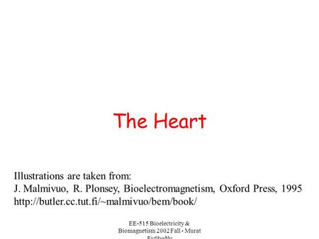 EE-515 Bioelectricity & Biomagnetism 2002 Fall - Murat Eyüboğlu