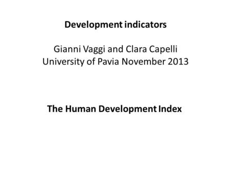 The Human Development Index