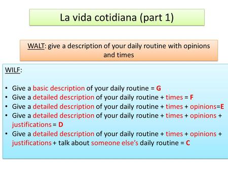 La vida cotidiana (part 1)