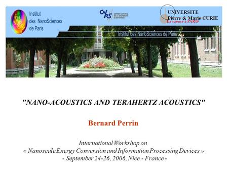 NANO-ACOUSTICS AND TERAHERTZ ACOUSTICS