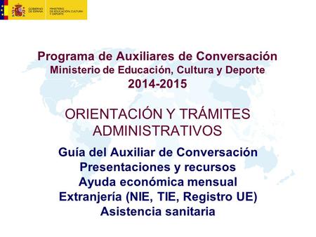 Guía del Auxiliar de Conversación Presentaciones y recursos