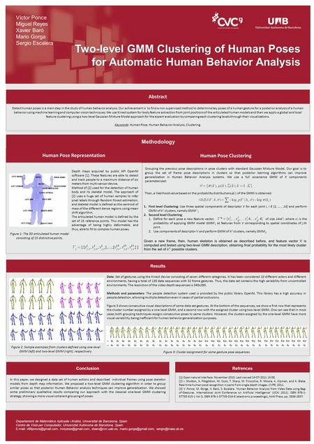 Víctor Ponce Miguel Reyes Xavier Baró Mario Gorga Sergio Escalera Two-level GMM Clustering of Human Poses for Automatic Human Behavior Analysis Departament.