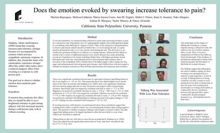 . Introduction Method Results Conclusion Talking Was Associated With Less Pain Tolerance A special thanks to: Ralph B. Jester, Christine R. Harris, Julia.