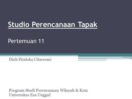 Studio Perencanaan Tapak Pertemuan 11